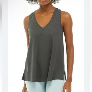 Wonderly Women's Ribbed V-Neck High Lo Tank Top Gray Sz XL